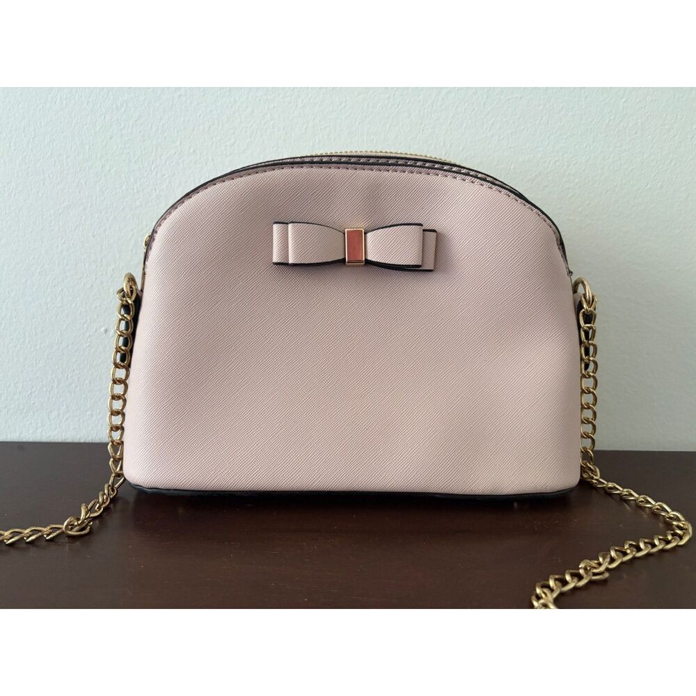 Emperia Pink Faux Leather Crossbody Purse, 53" strap/chain.